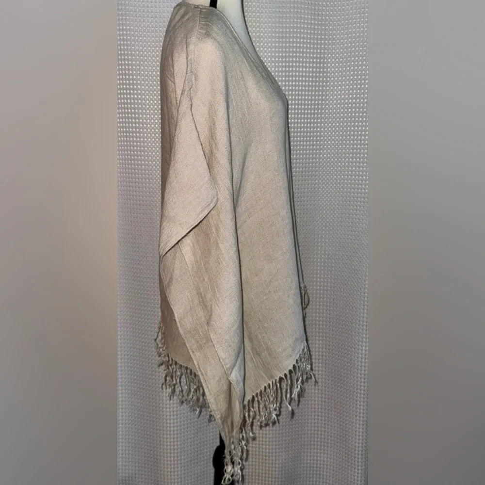 MICHAEL‎ KORS 100% linen beige poncho size Large/XL - Picture 6 of 15